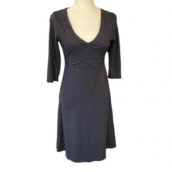 Horny Toad Black 3/4 Sleeve V-Neck Dress XS Dark Heather Grey - Picture 1 of 6